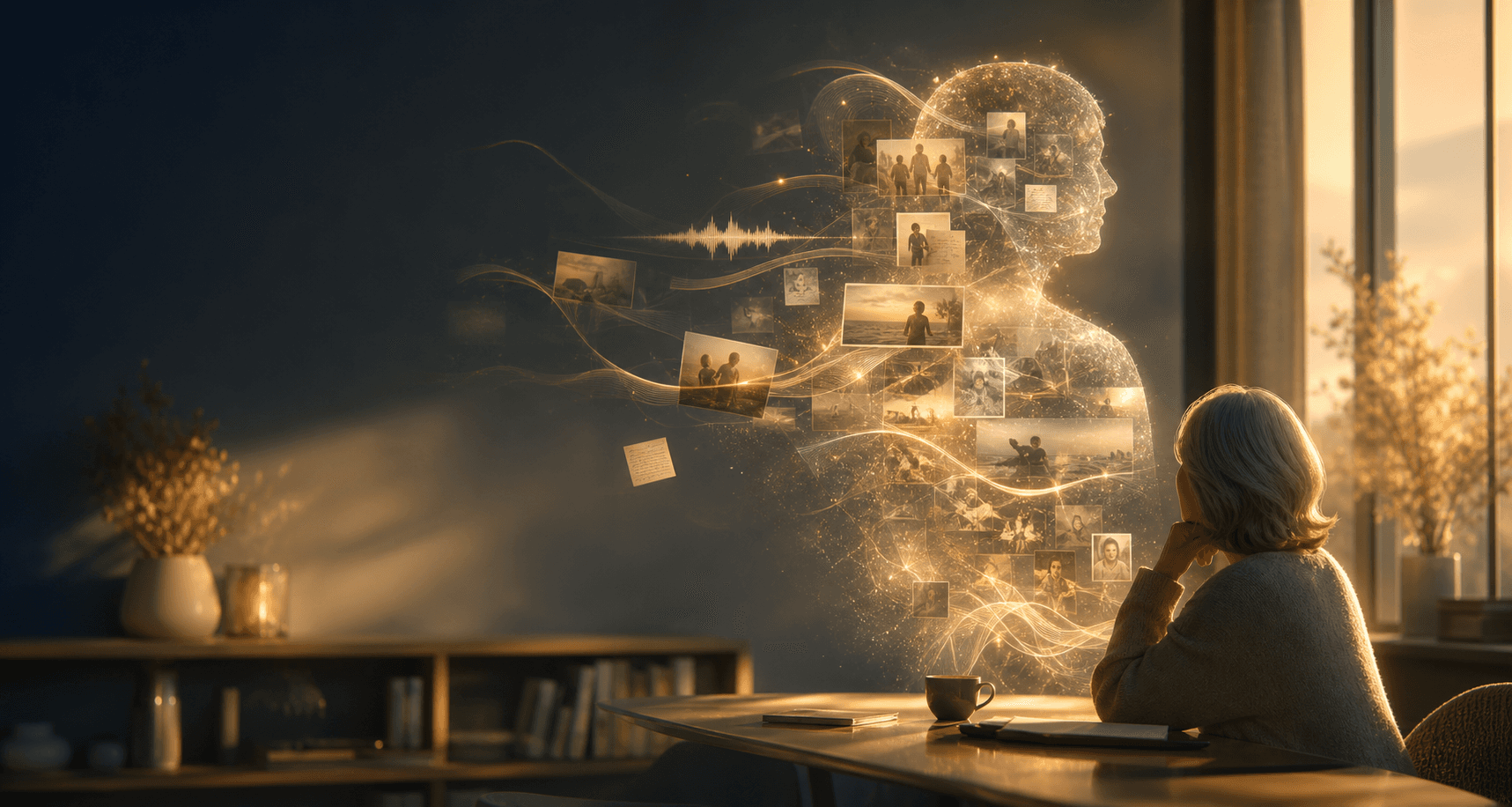 Warm cinematic memory preservation scene